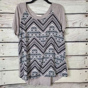 Maurices Women’s Boho Chevron Print Raglan Sleeve Top Size L